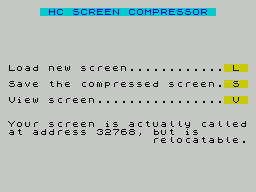 HC Screen Compressor menu screenshot